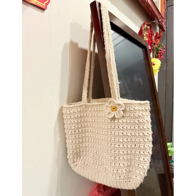 Túi tote nữ làm thủ công bằng len, túi len móc handmade thích hợp đi chơi, đi làm 523531
