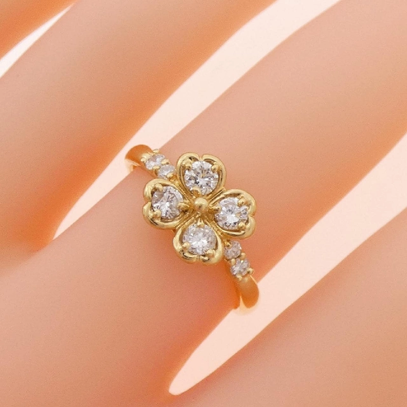 Nhẫn kim cương K18YG hình cỏ ba lá 0.50CT 670825