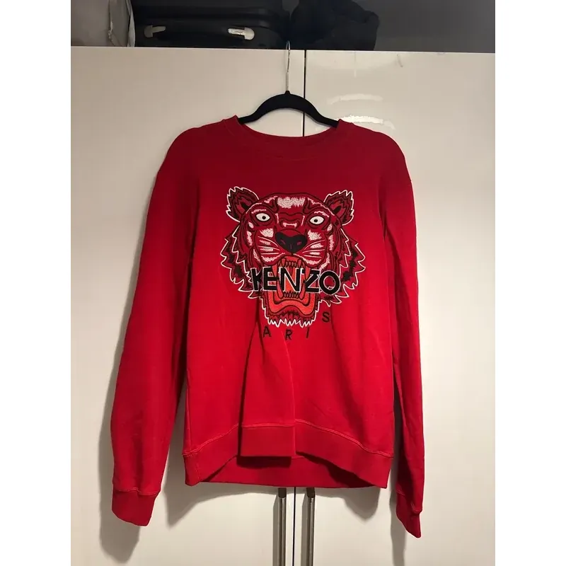 Áo sweatshirt Kenzo đỏ thêu hình đầu hổ lớn size L 757195