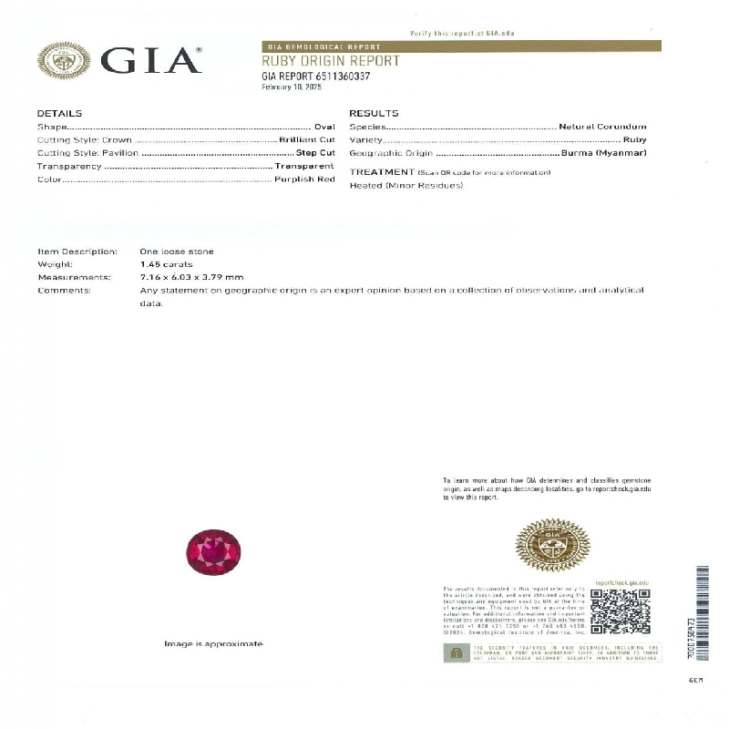 Nhẫn ruby PT900 1.45CT xuất xứ từ Myanmar 671234