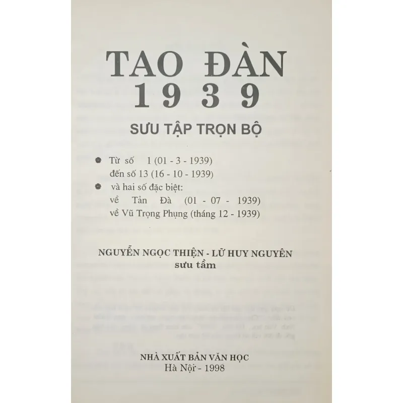 Tao Đàn 1939 (trọn bộ hai tập) 604351