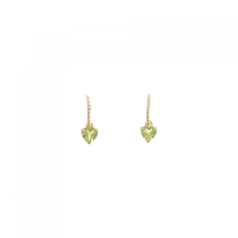 K18YG Bông tai hình trái tim Peridot - Hàng hiệu Chính hãng 869201