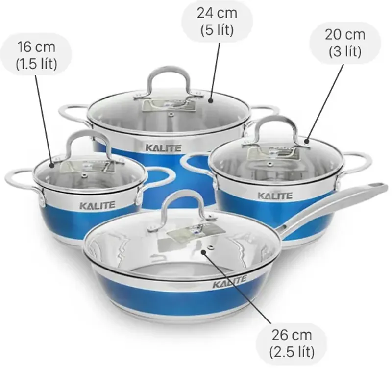 Bộ nồi chảo KALITE KL-336 inox cao cấp siêu bền đáy 5 lớp 735095