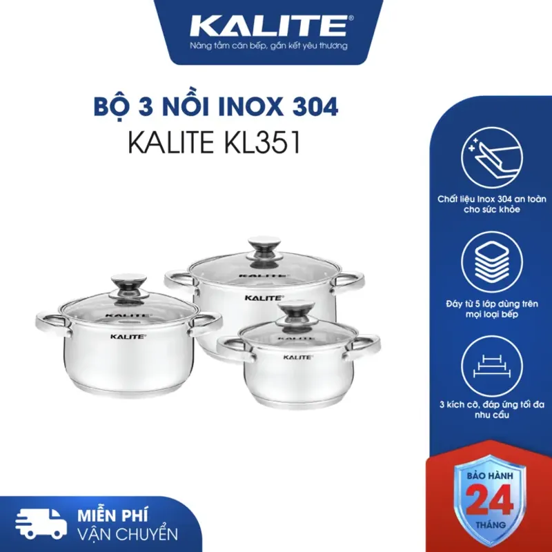 💡 Bộ nồi KL351 – An toàn cho sức khỏe, không gỉ, không hóa chất độc hại! 714860