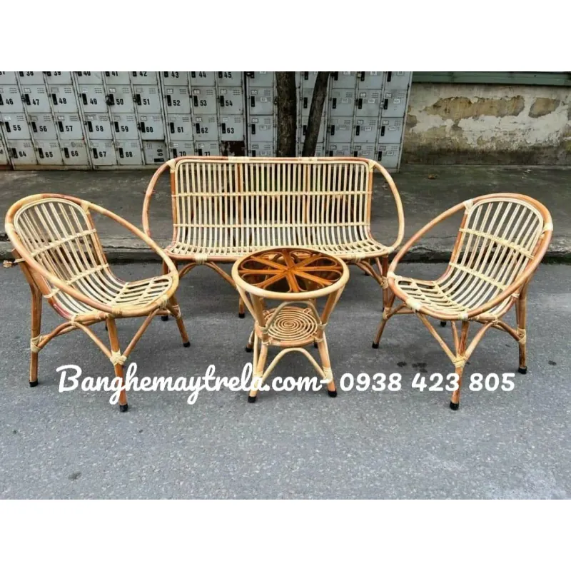 Bàn ghế sò mây nhựa giá rẻ nhỏ gọn 695658