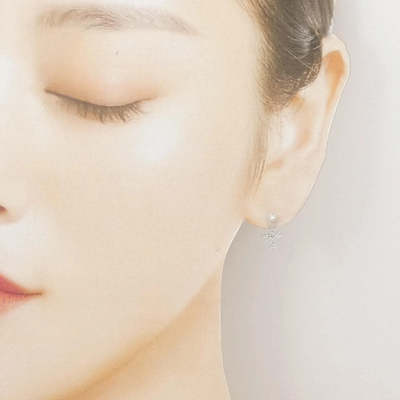 K14WG Bông tai kim cương chéo 0.24CT - Hàng hiệu Authentic 867042