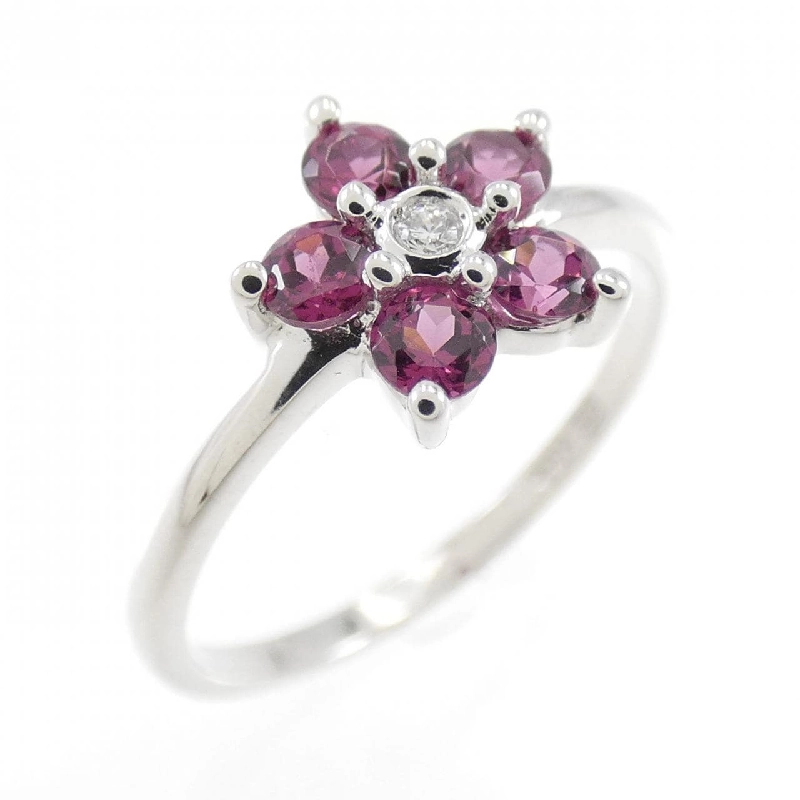 Nhẫn Garnet K14WG Hoa 673326