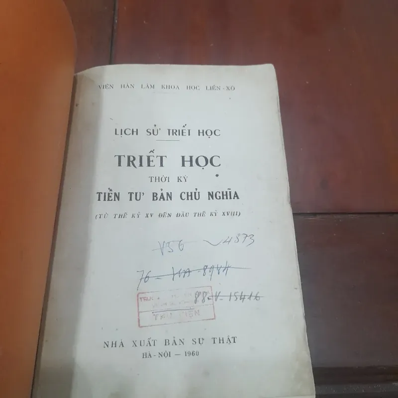 TRIẾT HỌC thời kỳ TIỀN TƯ BẢN CHỦ NGHĨA (xuất bản năm 1960) 714627