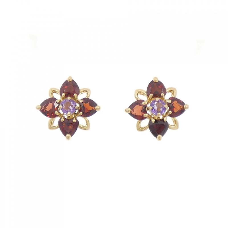 K18YG Hoa Amethyst Bông Tai - Hàng hiệu Chính hãng 869950