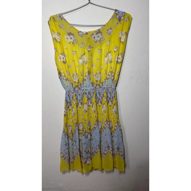 Đầm nữ họa tiết hoa vàng và xanh pastel size M 734238