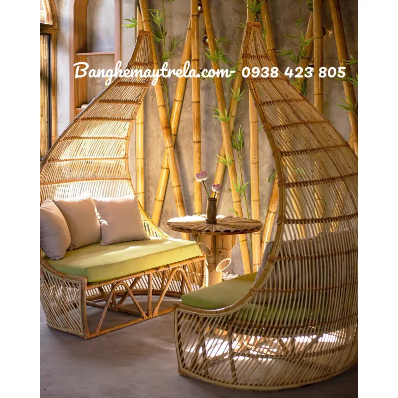 Bàn ghế mây tự nhiên cho spa 693793
