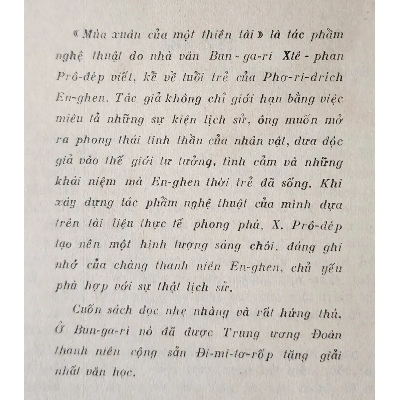 MÙA XUÂN CỦA MỘT THIÊN TÀI (ENGELS) - Bản in 1971 714555