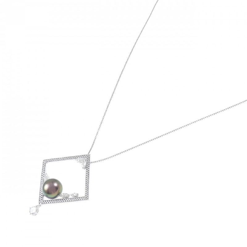 K18WG Ngọc trai đen dây chuyền 9.7mm - Hàng hiệu Chính hãng 858191