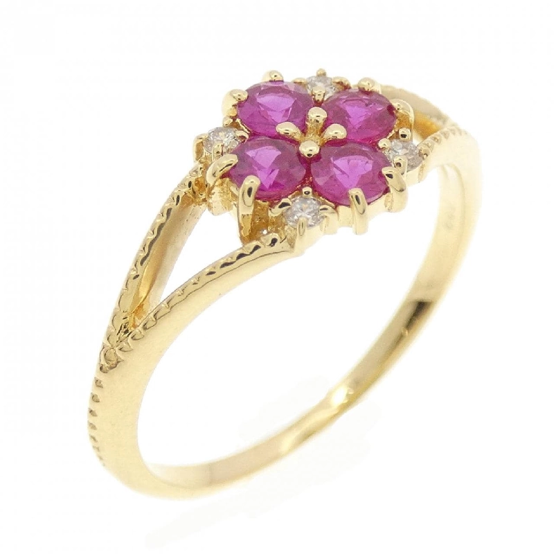 Nhẫn ruby K18YG hoa 0.28CT 672476