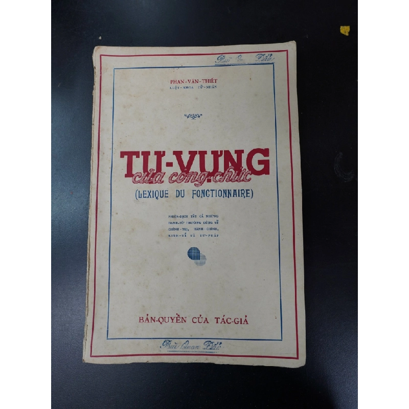 TỪ VỰNG CỦA CÔNG CHỨC - PHAN VĂN THIẾT ( SÁCH ĐÓNG BÌA CÒN BÌA GỐC ) 304359