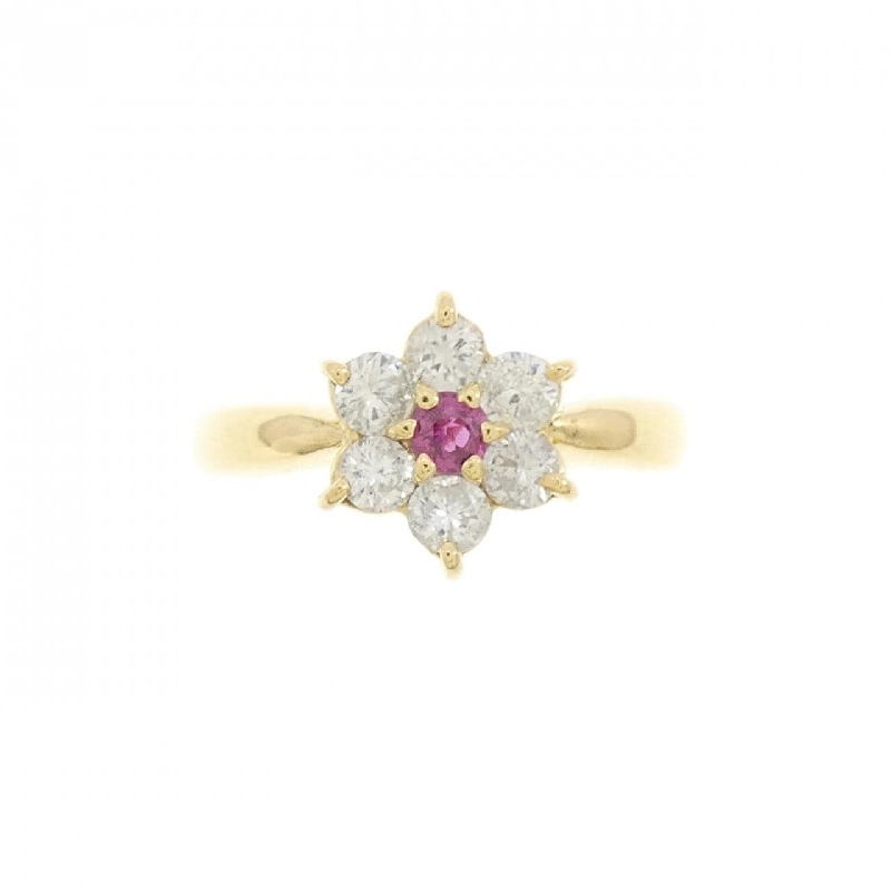 Nhẫn ruby K18YG hoa 672368