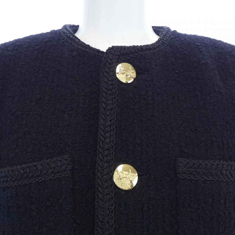 【Mã giảm giá】Áo khoác không cổ CELINE 643504