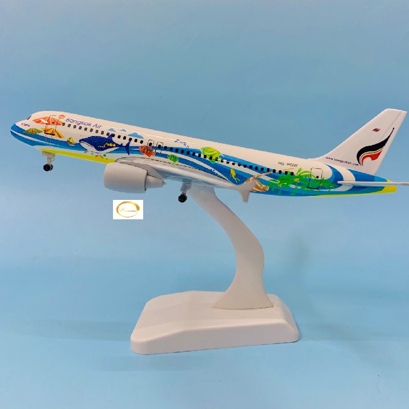 MÔ HÌNH MÁY BAY 20CM BANGKOK AIR A320 AIRBUS CAO CẤP CÓ BÁNH XE TỈ LỆ CHUẨN ĐẸP 8215