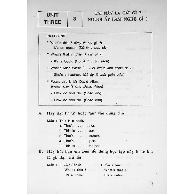 Bài tập Tiếng Anh dùng kèm sách giáo khoa English lớp 6 xưa (Tập I) 14619