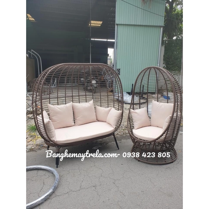Bàn ghế chụp hình ngoài trời nhựa giả mây 454985