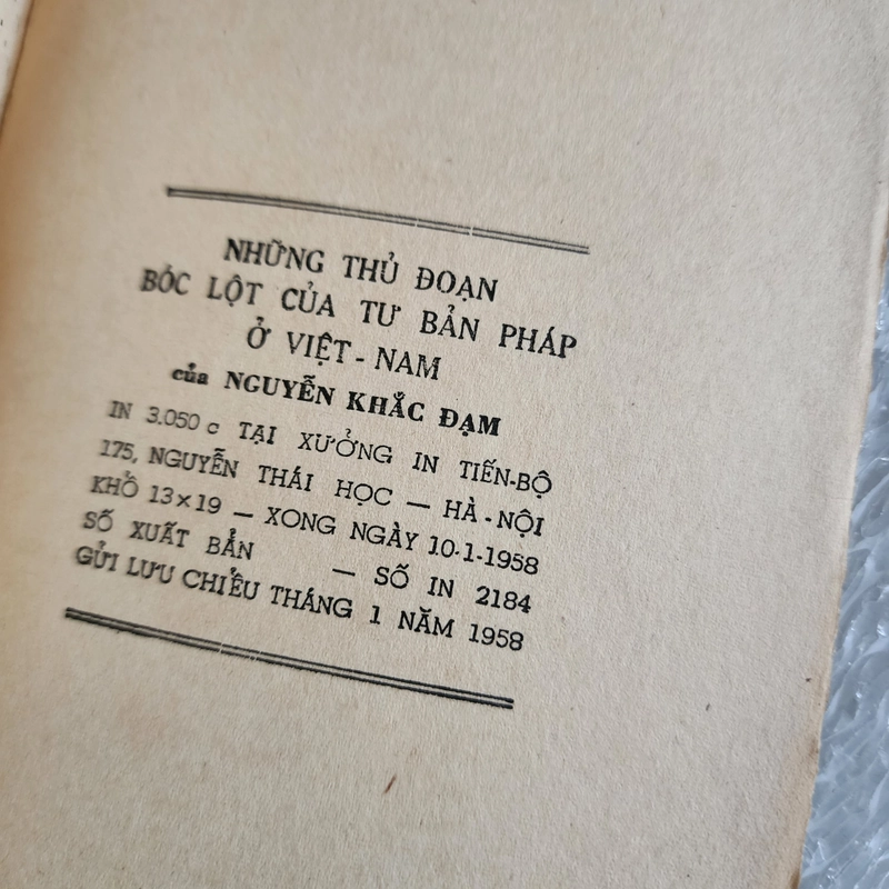 Những thủ đoạn bóc lột của tư bản Pháp ở Việt nam | Nguyễn khắc đạm | 1958 523727
