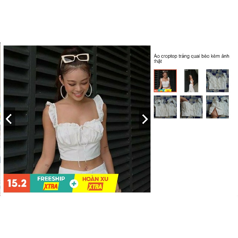 Áo croptop trắng quai bèo  6288