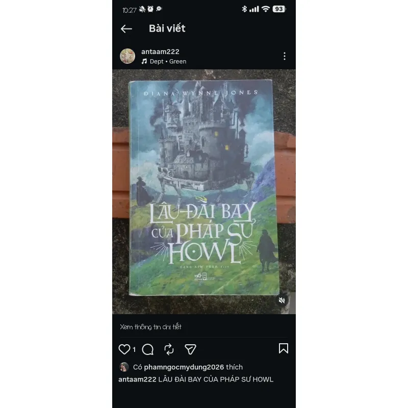 Sách: Tiểu thuyết Lâu Đài Bay Của Pháp Sư Howl mới 80% 934189