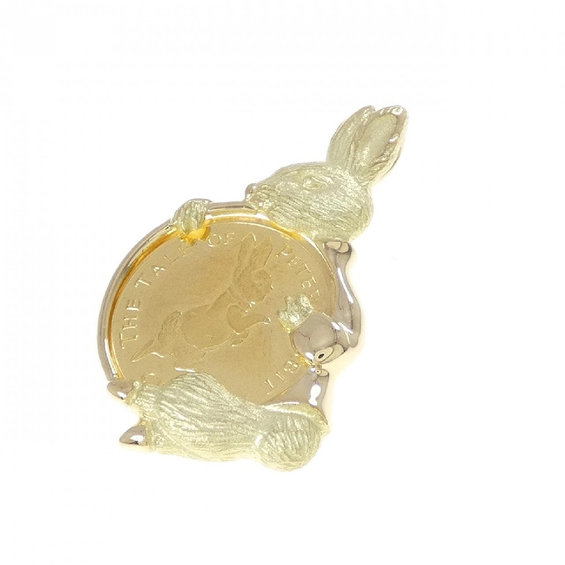 K18YG(枠) Mặt dây chuyền đồng xu thỏ - Hàng hiệu Authentic 866690