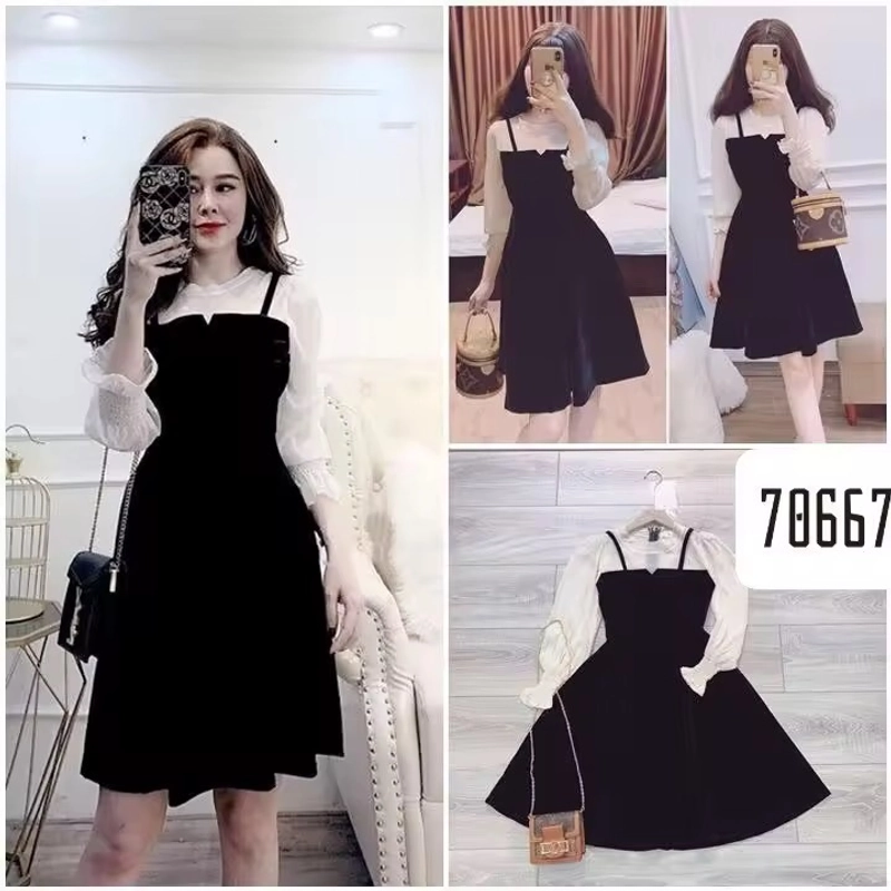 Đầm xòe áo yếm tiểu thư dễ thương 496881