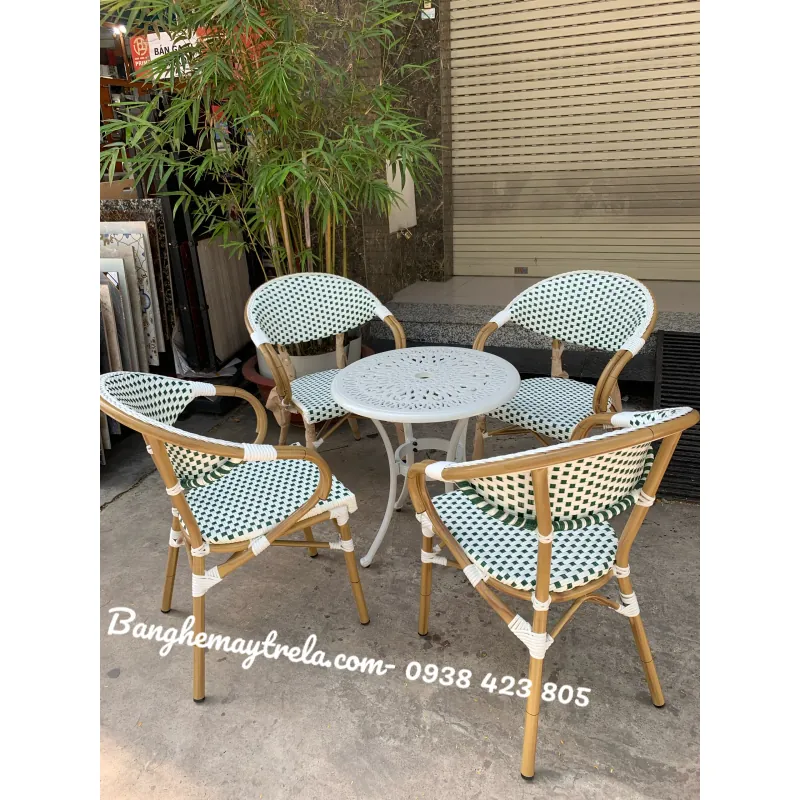 Ghế cafe nhựa giả mây khung nhôm 589056