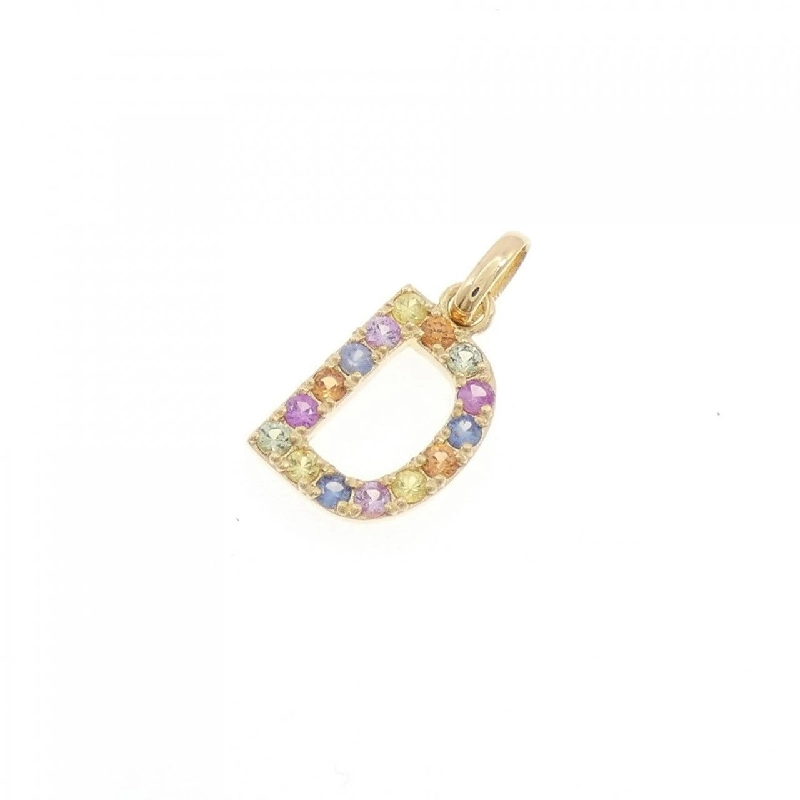 K18YG Chữ cái D Mặt dây chuyền Sapphire 0.24CT - Hàng hiệu Chính hãng 864232