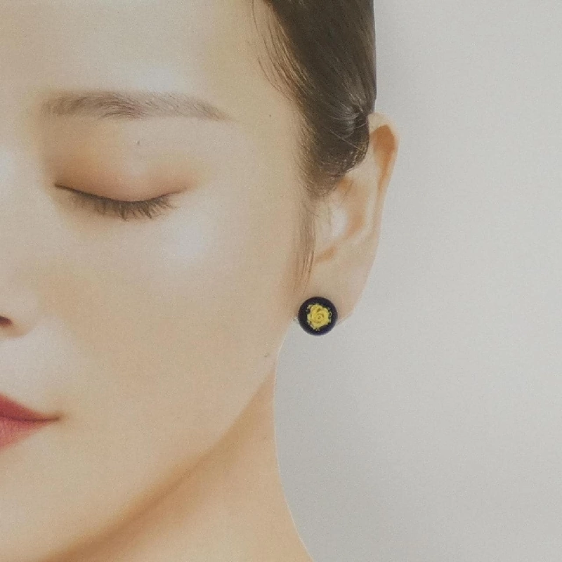 K18YG Rose Hổ phách Bông tai - Hàng hiệu Chính hãng 869532