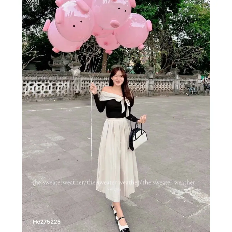 Đầm trễ vai dáng xoè size S, hàng mới, phom nhỏ 968789