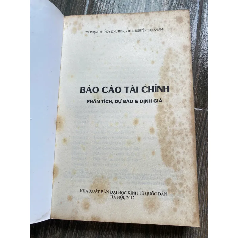 GIÁO TRÌNH BÁO CÁO TÀI CHÍNH NXB TRƯỜNG ĐH KTQD**PHÂN TÍCH, DỰ BÁO VÀ ĐỊNH GIÁ 581283