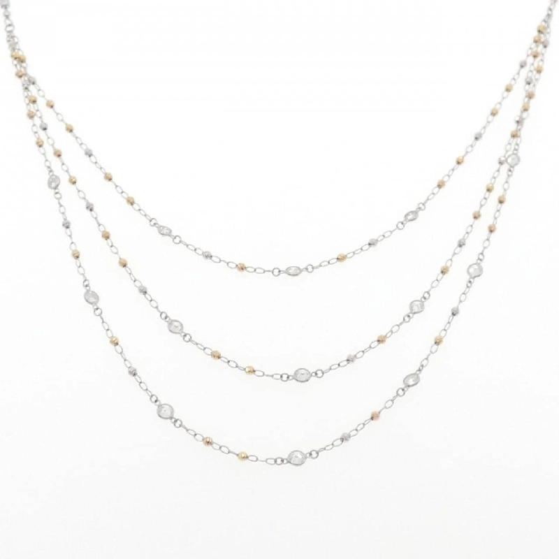 Dây chuyền kim cương ba màu K18 1.50CT - Hàng hiệu Authentic 848014