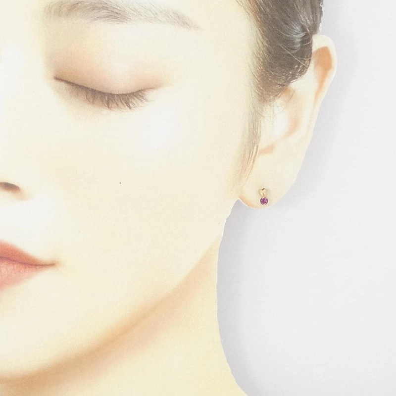 K18YG Bông tai Garnet hình trái tim - Hàng hiệu Chính hãng 873133