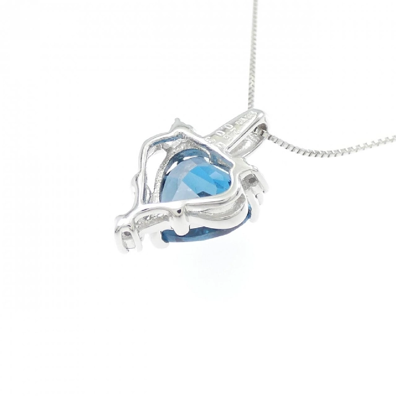 K18WG Dây chuyền hình trái tim đá Blue Topaz 2.50CT - Hàng hiệu Chính hãng 858923