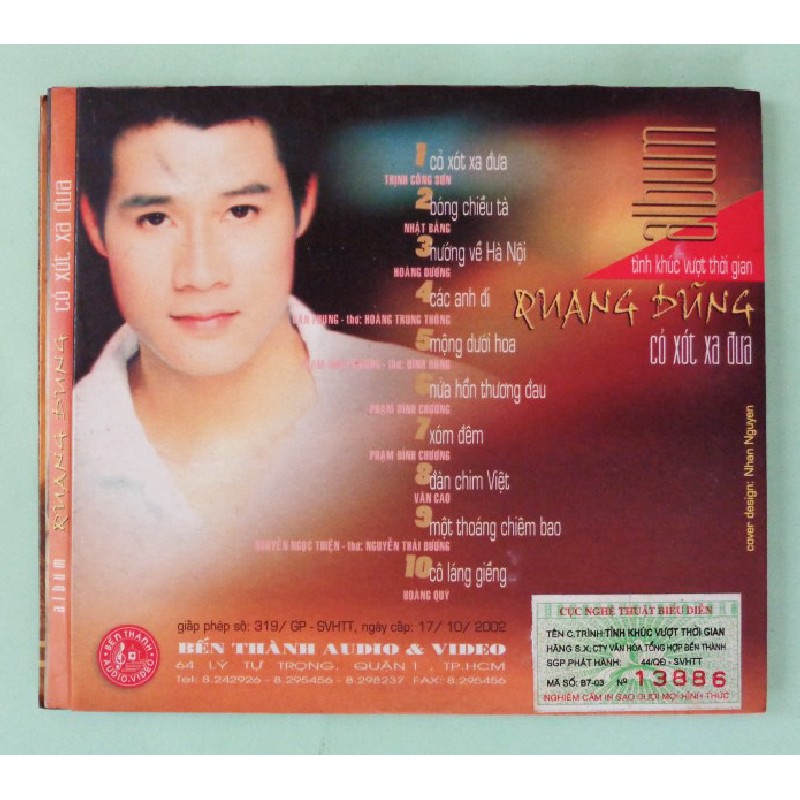 Đĩa CD Audio xưa Cỏ xót xa đưa - Quang Dũng 19460