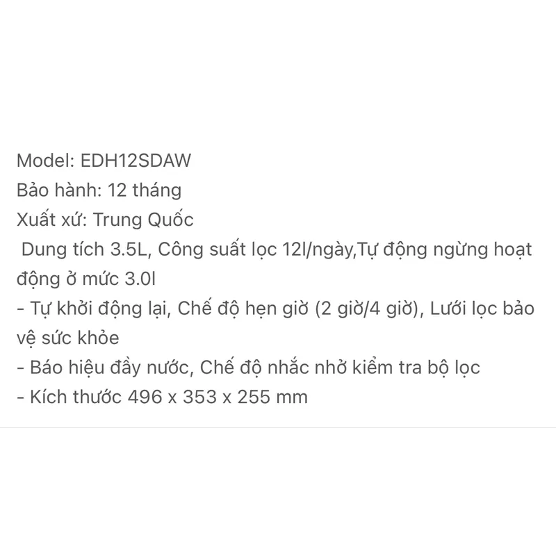 Máy hút ẩm Electrolux - Dehumidifier 675421