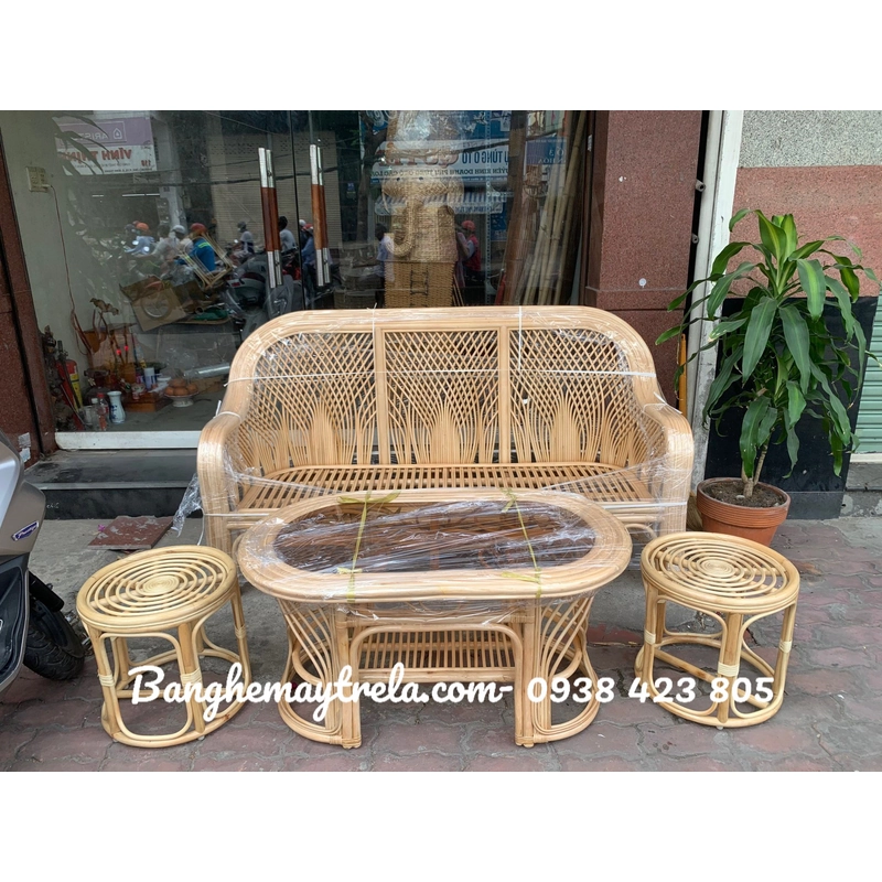 Bàn ghế sofa mây phòng khách nhỏ gọn 479374