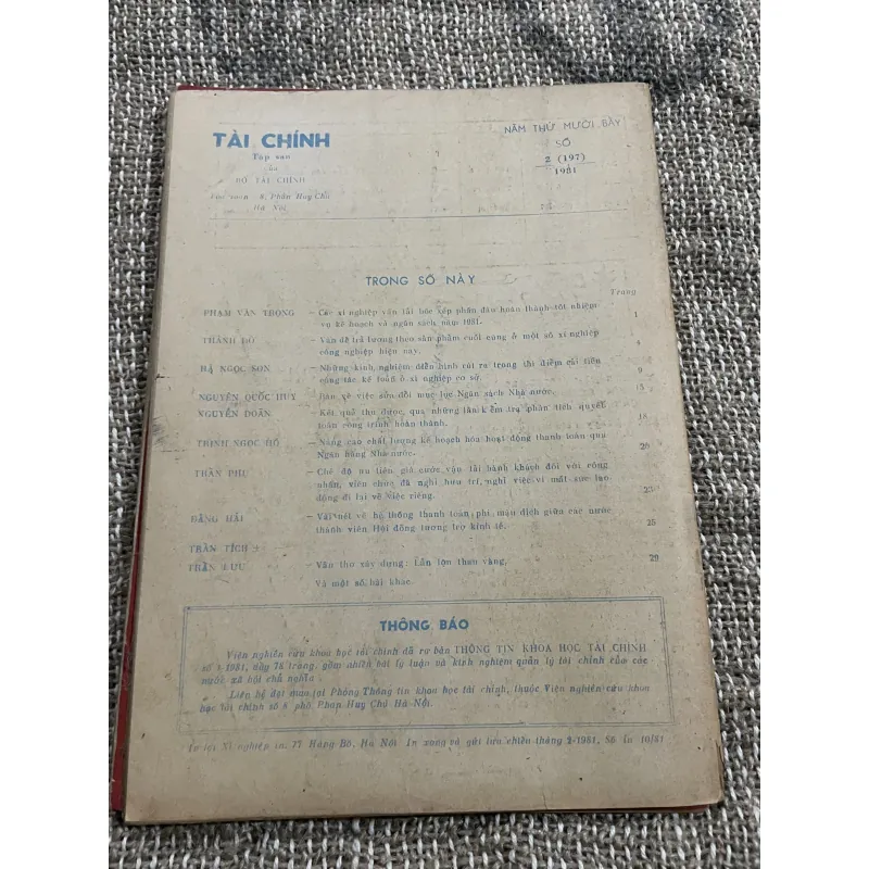 Tạp chí tài chính - khổ lớn 2.1981  1021366