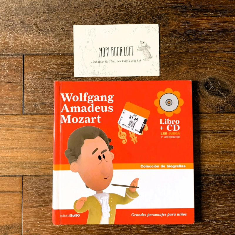 Sách tranh tiếng Tây Ban Nha Wolfgang Amadeus Mozart, Used, Bìa cứng, còn CD 479264