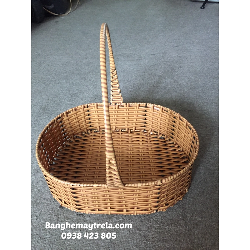 Lẵng oval nhựa giả mây đựng đồ 446578