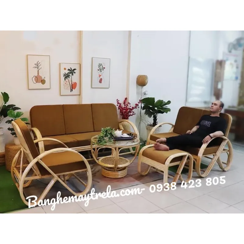 Bàn ghế sofa mây tự nhiên- Sofa mây tre đan 999737
