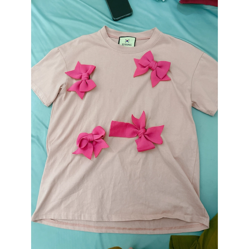 (ẢNH THẬT) Thanh lý Áo thun nơ hồng Freesize 505692