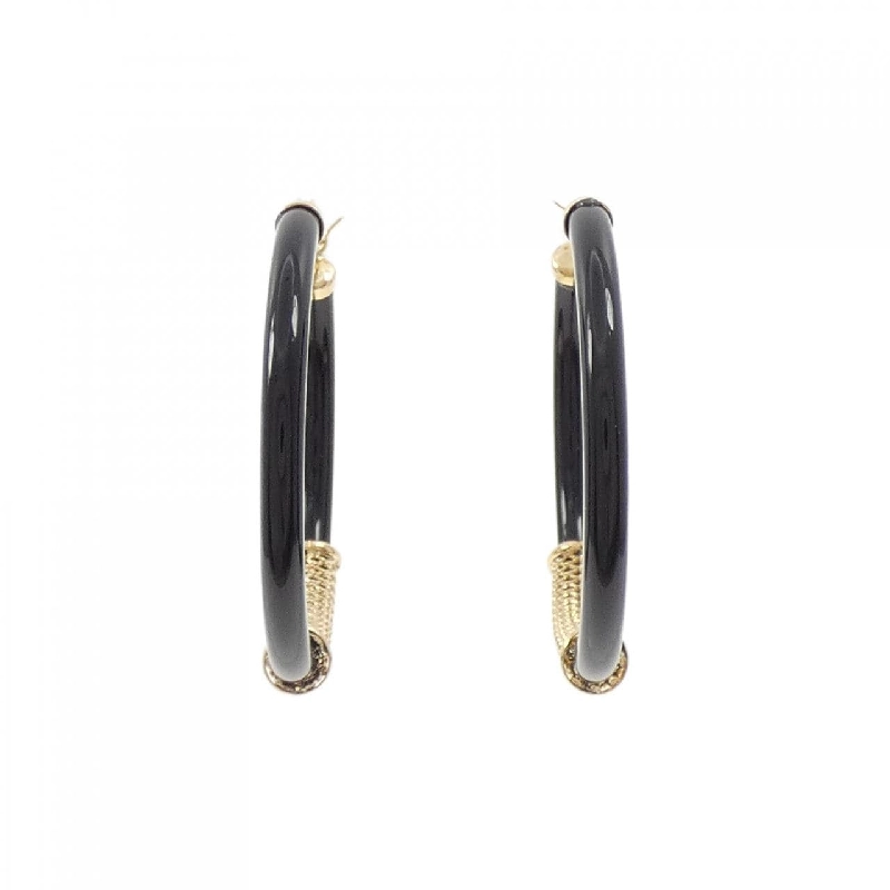 K18YG Khuyên tai Hoop Onyx - Hàng hiệu Chính hãng 869123