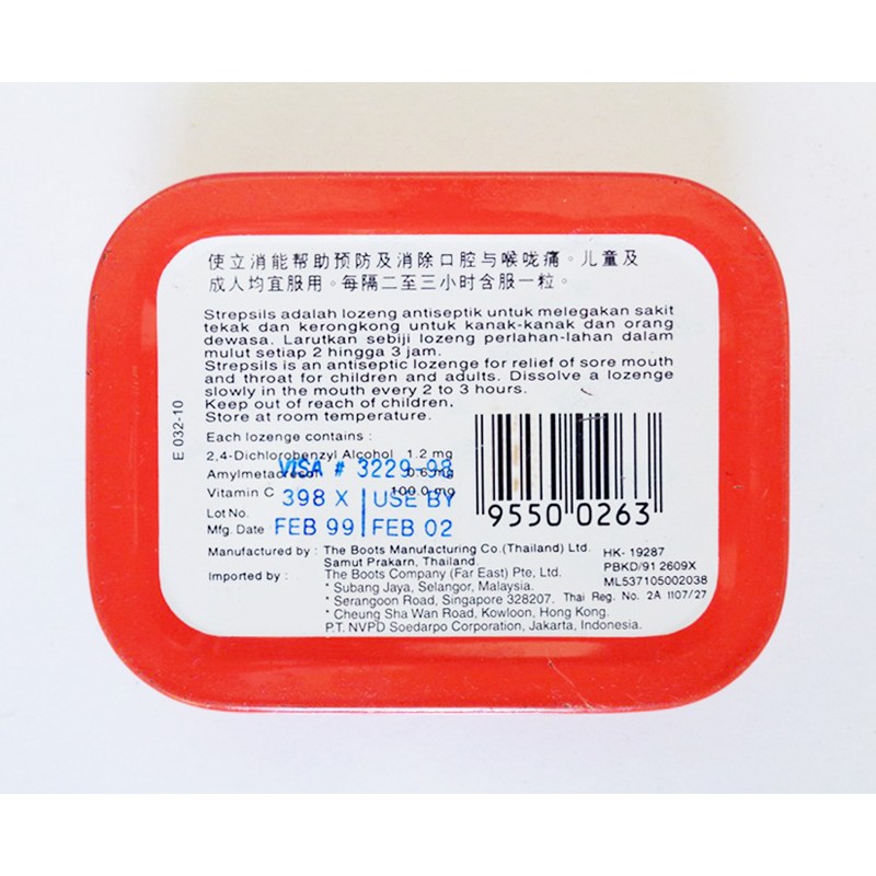 Vỏ hộp kẹo ngậm Strepsils năm 1999 71641