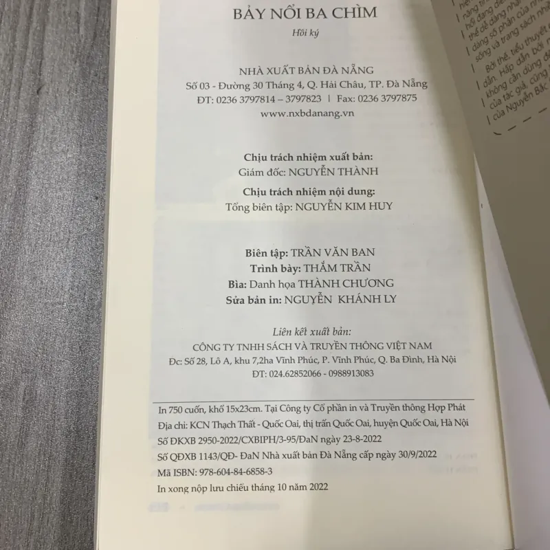 Bảy nổi ba chìm - nguyễn bắc sơn. Có chữ ký tặng. 7b1 1027864