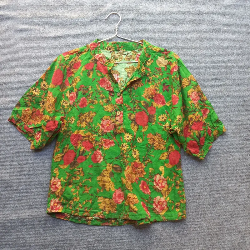 Bộ mặc nhà họa tiết hoa xanh 932348