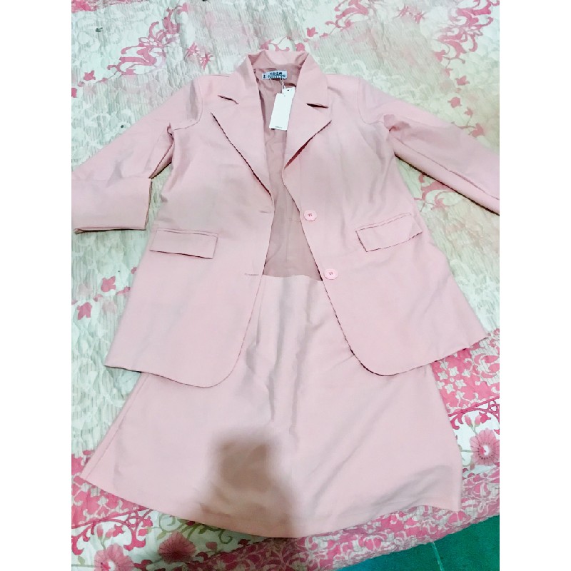 Set vest váy hồng pastel  12056